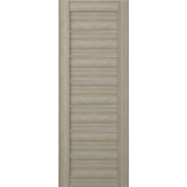 Belldinni Alba 24 in. x 96 in. No Bore 7-Lite Solid Core Frosted Glass Shambor Finished Wood Composite Interior Door Slab