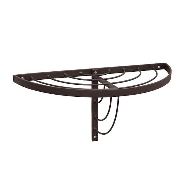 18 in. W x 8.75 in. H Half-Round Roman Bronze Wrought Iron Wall Plant Shelf, Powder Coated Finish, Home Accessory