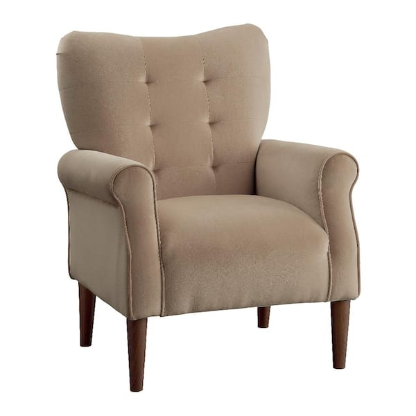 Lazzara Cecily Brown Velvet Tufted Back Club Accent Chair
