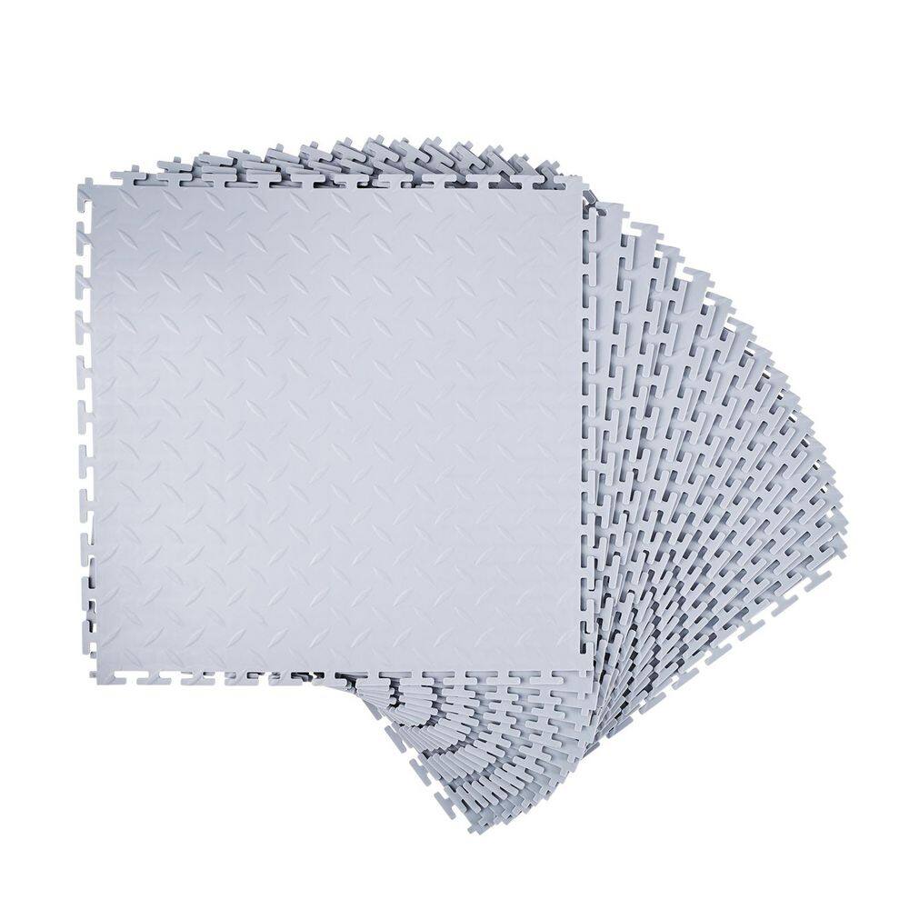 Garage Floor Tiles Interlocking, 16 Pack 20.2x20.2x0.2 in. Diamond Plate PVC Mats, Slip-Resistant Flooring 2025 update price history on PriceWatchPro