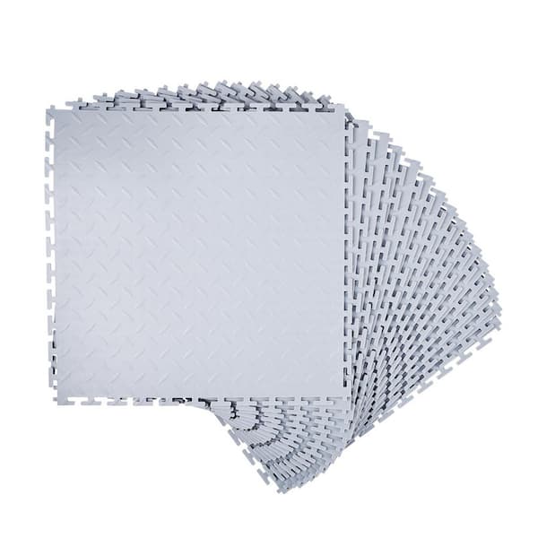 Garage Floor Tiles Interlocking, 16 Pack 20.2x20.2x0.2 in. Diamond Plate PVC Mats, Slip-Resistant Flooring 2025 update