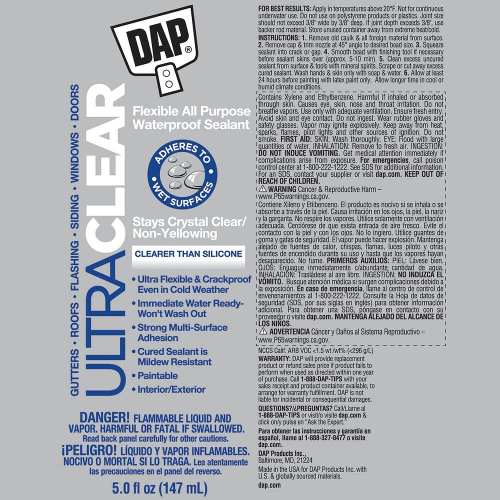Ultra Clear 5 oz Flexible All Purpose Waterproof Sealant