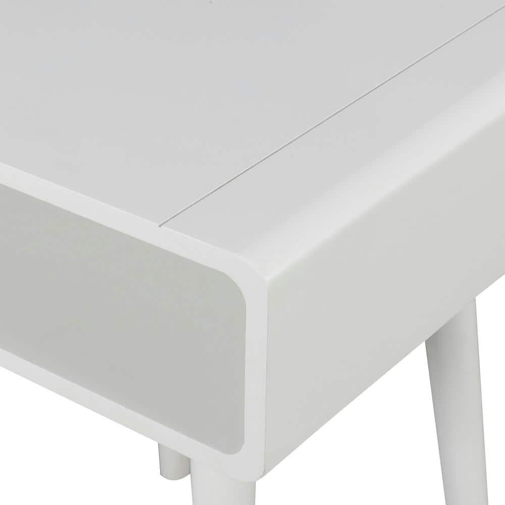 White Poplar Wood End Table with Open Cubby