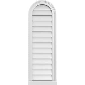 14 in. x 42 in. Round Top White PVC Paintable Gable Louver Vent Non-Functional