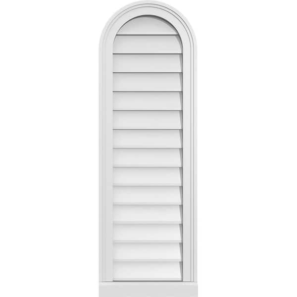 Ekena Millwork 14 in. x 42 in. Round Top White PVC Paintable Gable Louver Vent Non-Functional