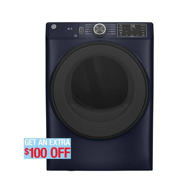 GE 7.8 cu. ft. Stackable Electric Dryer in Sapphire Blue with Sanitize Cycle, ENERGY STAR