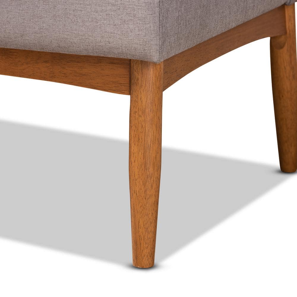 Riordan Mid-Century Modern Grey Upholstered Walnut Wood Dining Nook Set