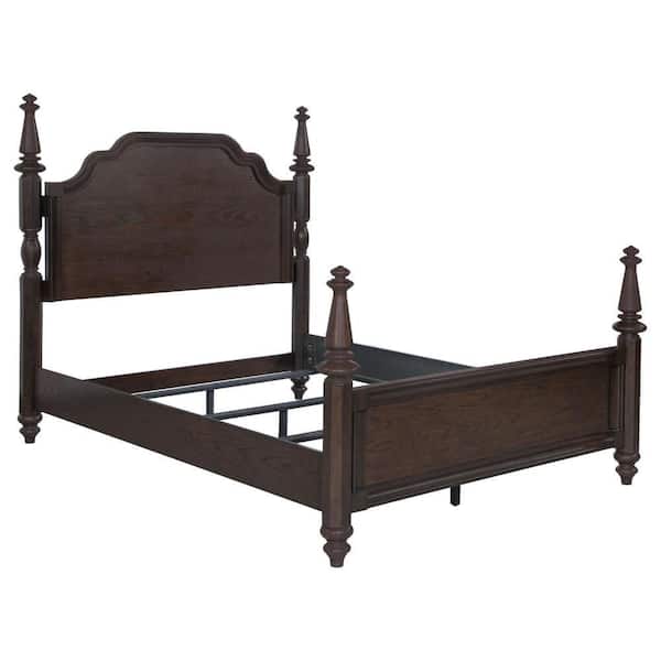 Meon Dark Oak Brown Wood Frame King Platform Bed
