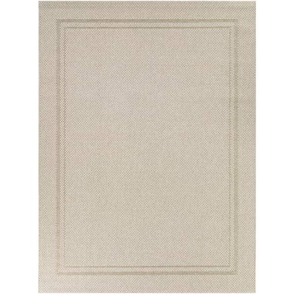 Cream 8 ft. x 10 ft. Border Indoor/Outdoor Area Rug