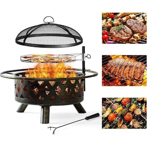 30 in. Outdoor Wood Burning Fire Pit with Cooking Grill