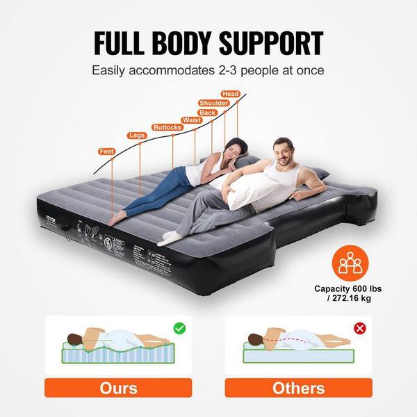 Angel Sar 9.8 in. Truck Bed Air Mattress for 5.5-5.8 ft. Short Truck Bed, Inflatable  Air Mattress Camping Bed with 12V Air Pump QZ25ER23 - The Home Depot