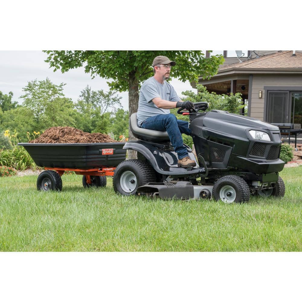 Black Poly Dump Cart with Steel Frame and Pneumatic Tires