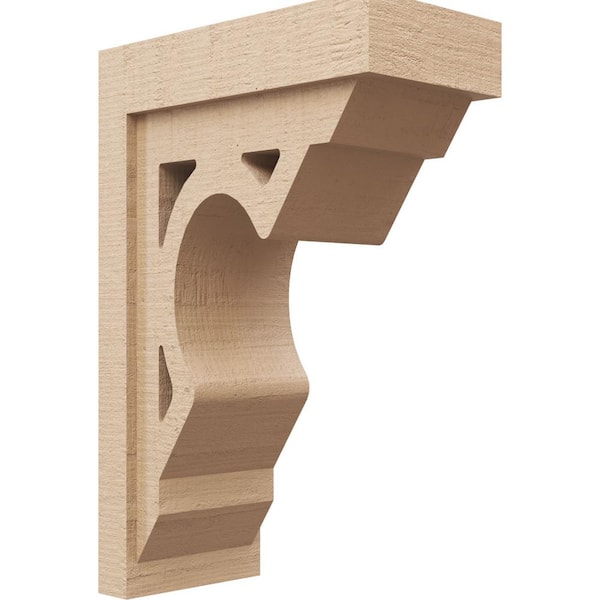 Ekena Millwork 7-in. x 14-in. x 21-in. Series 2 Classic Sheridan Rough Cedar Woodgrain Timberthane Polyurethane Corbel, Primed Tan