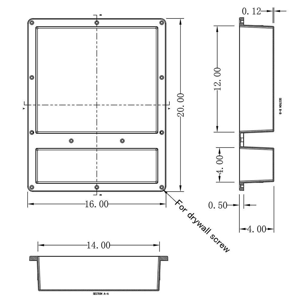 Yellow Rectangular Double Shelf Leakproof Shower Niche