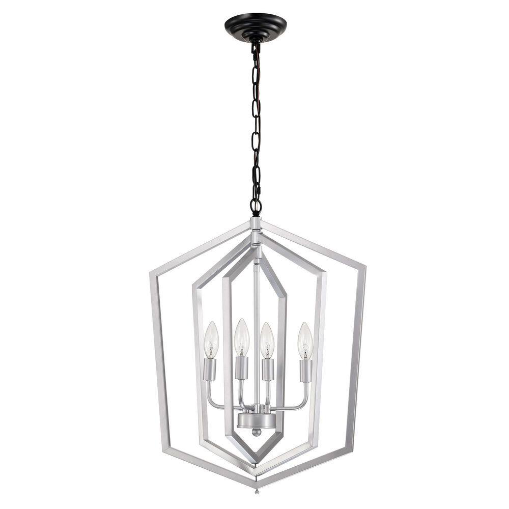 4 Light Silver Lantern Cage Chandelier for Dining Room, Kitchen Island with No Bulbs Included price history on PriceWatchPro