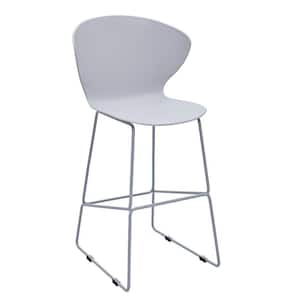 26 in. Gray Low Back Metal Counter Height Bar Chair with Plastic Seat Set of 2