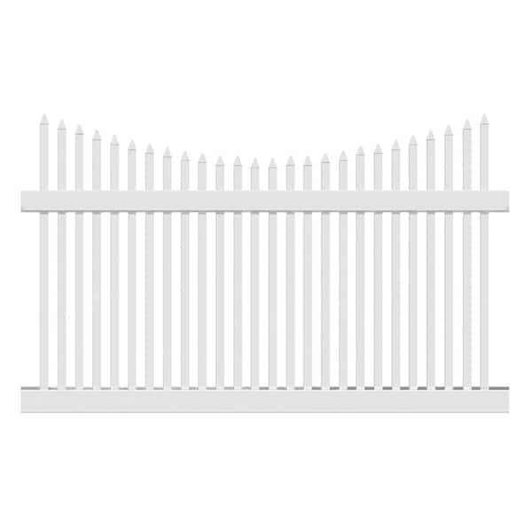 Weatherables Barrington 3 ft. H x 8 ft. W White Vinyl Picket Fence Panel Kit