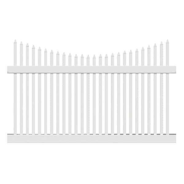 Weatherables Barrington 4 ft. H x 8 ft. W White Vinyl Picket Fence Panel Kit