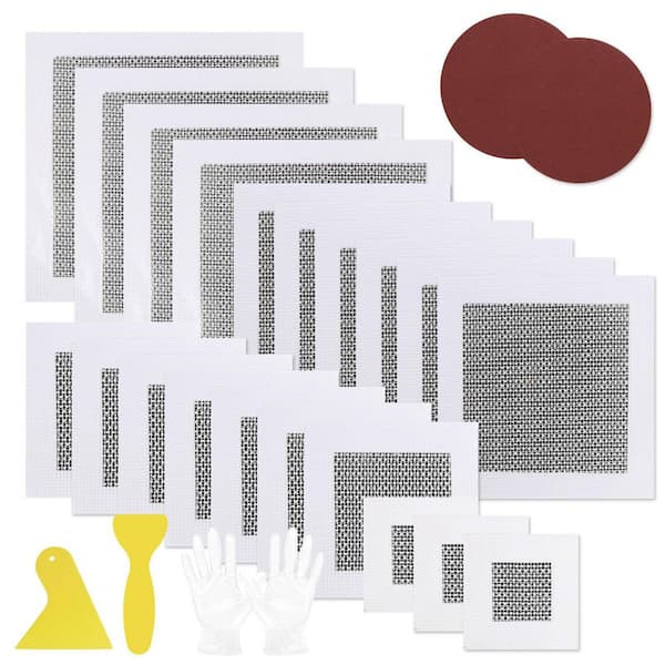 25-Piece Drywall Repair Kit with 4-Size Drywall Repair Patch, Scrapers, Sandpapers, and Gloves for Repairing Holes