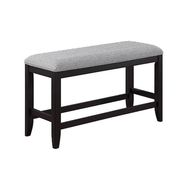 Benjara Gray and Black 42 in. Backless Counter Height Bedroom Bench ...