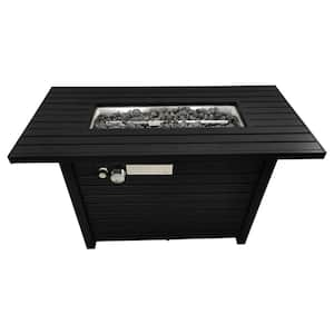 50,000 BTU 42 in. Steel Square Outdoor Propane Gas Fire Pit Table in Black with Lid