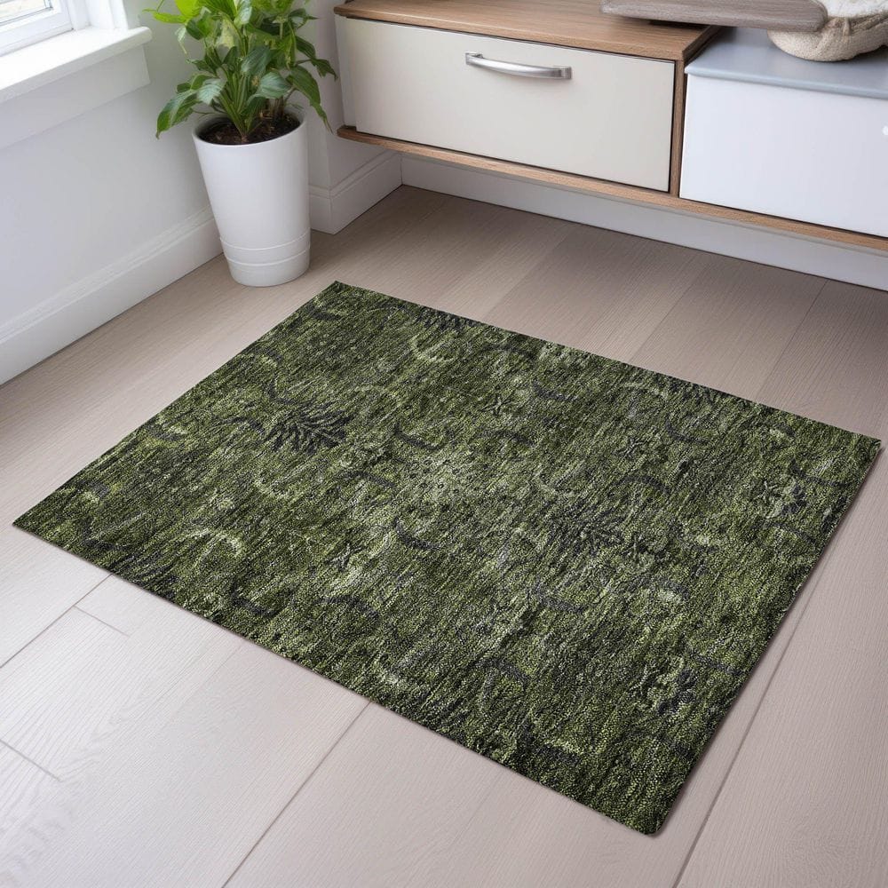 Mayfield Premium Machine Washable Abstract AMF1082 Olive 2 ft. x 3 ft. Area Rug price history on PriceWatchPro
