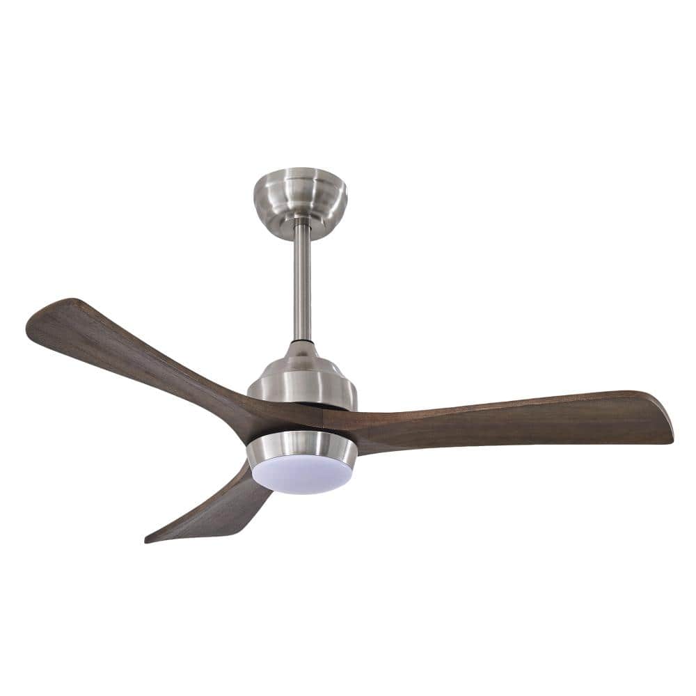 42 in. LED Indoor Downrod Farmhouse Style Nickel Ceiling Fan with Light Kit and Wooden Blades price history on PriceWatchPro