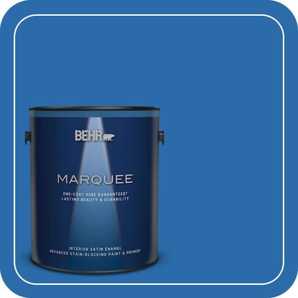 BEHR MARQUEE 1 gal. #MQ4-24 Electric Blue One-Coat Hide Satin Enamel Interior Paint & Primer