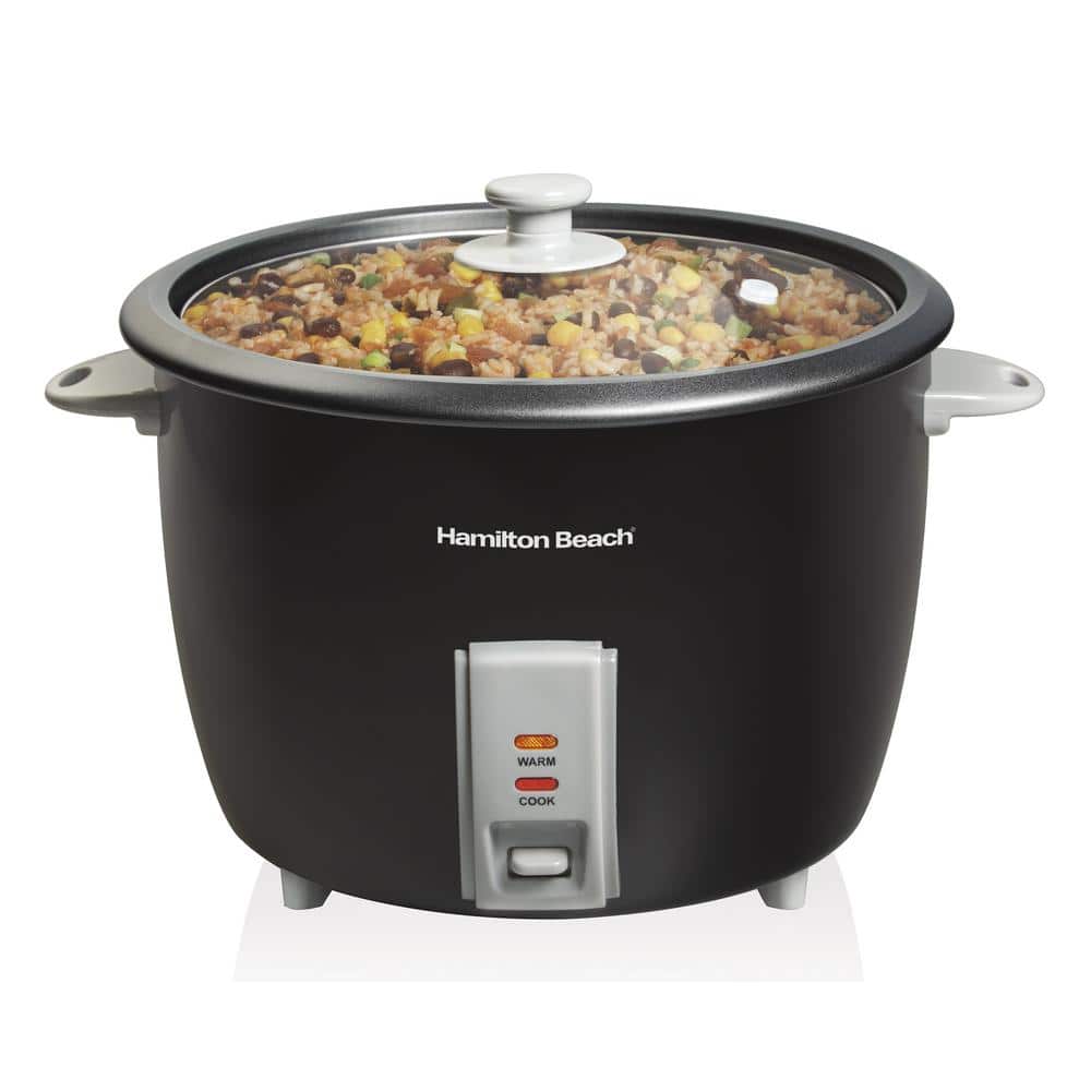 Black 30-Cup Electric Rice Cooker with Steamer