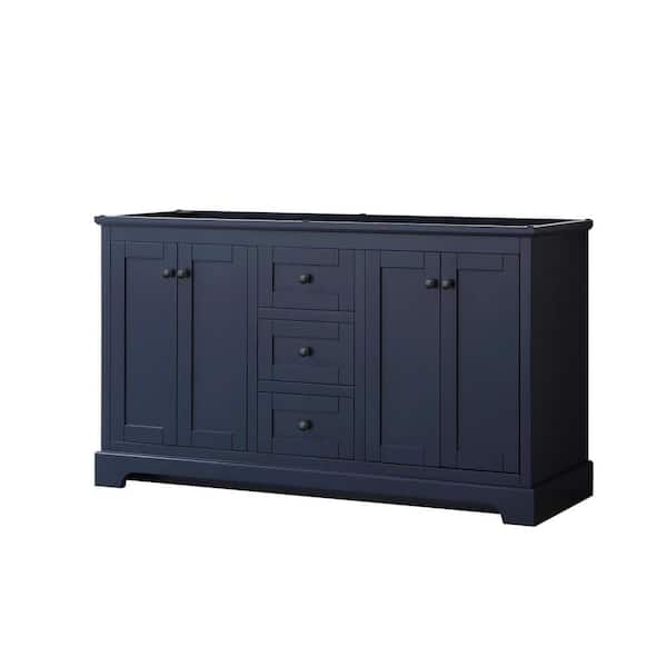 Wyndham Collection Avery 59.25 in. W x 21.75 in. D x 34.25 in. H Double Bath Vanity Cabinet without Top in Dark Blue