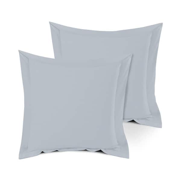 A1 Home Collections A1HC GOTS Certified Sateen Weave Single Ply Light Blue 300TC Organic Cotton Euro Sham Pair