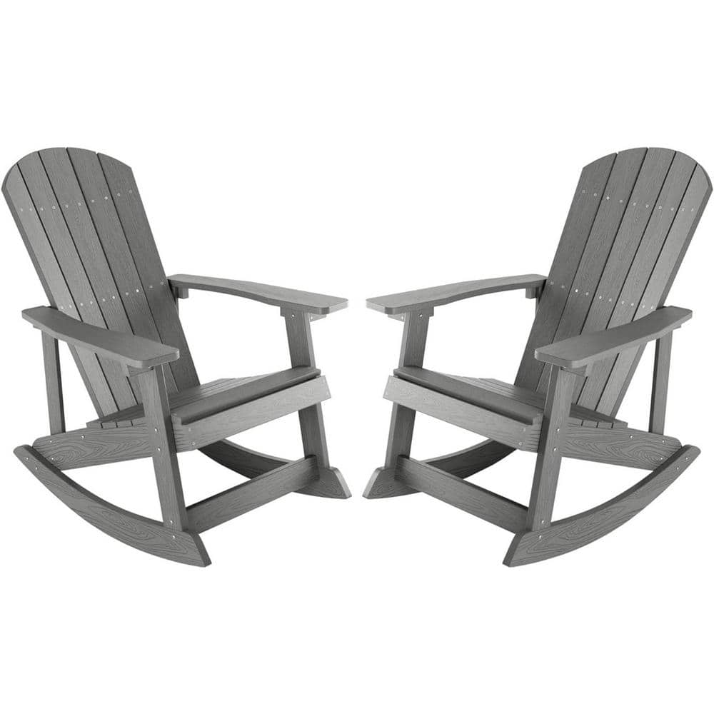 Grey Plastic Oversized Adirondack Patio Outdoor Rocking Chair (2-Pack) price history on PriceWatchPro