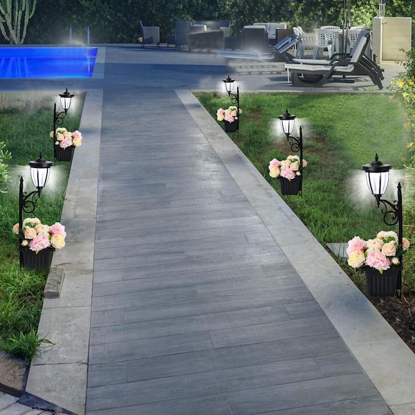 Kambria 29 in. Black Multi-Function Outdoor Solar Lamp Post and Planter Kambria 29 in. Black Multi-Function Outdoor Solar Lamp Post and Planter