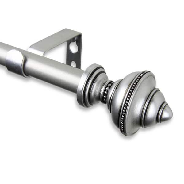 Rod Desyne 84 in. - 120 in. Telescoping 5/8 in. Single Curtain Rod Kit in Satin Nickel with Palace Finial