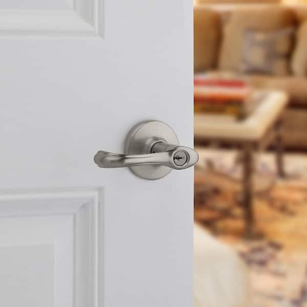 Dorian Satin Nickel Exterior Entry Door Handle featuring SmartKey Security