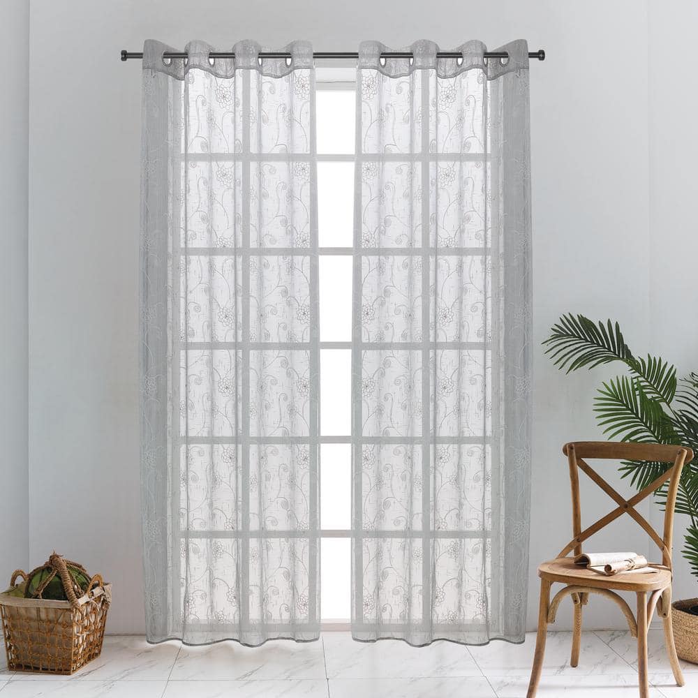 Lyndale Decor Lillian Sheer Curtain 52in.wx95in.l In Silver Lillian-95 