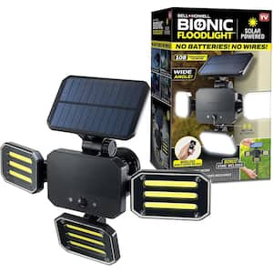 180-Degrees Swiveling Light Black Solar Powered Motion Activated Outdoor 108 Integrated LED Bionic Floodlight