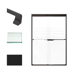 Frederick 47 in. W x 70 in. H Sliding Semi-Frameless Shower Door in Matte Black with Frosted Glass