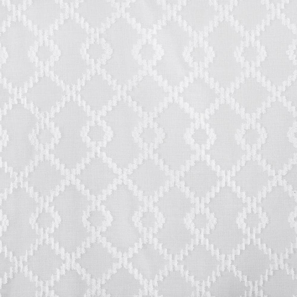 White Geometric Sheer Rod Pocket Curtain Panel 50" x 84"