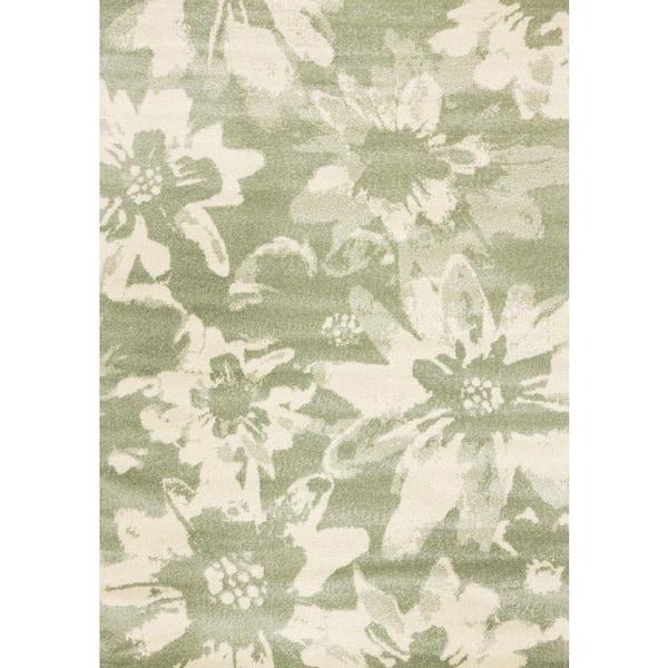Caldera Collections 5' x 8' (5'3" x 7'7") Green Botanical Indoor Area Rug