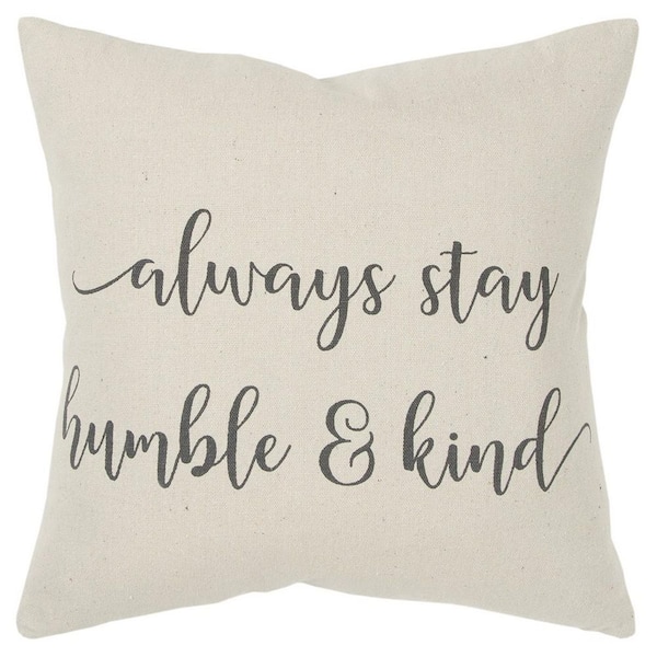 HomeRoots Natural Solid Polyester 20 in. x 20 in. Throw Pillow
