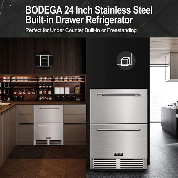 24 Inch Indoor Outdoor Refrigerator Drawer in Stainless Steel