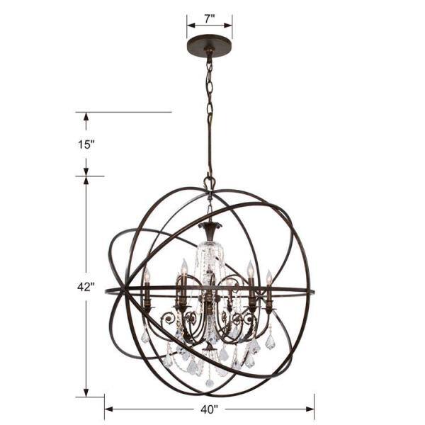 English Bronze Sculptural Sphere Chandelier with Crystal Accents
