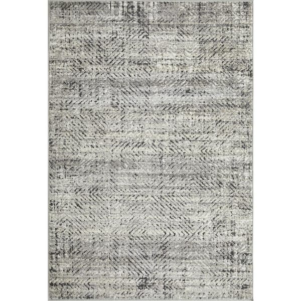 Aysal Azebella Gray 4 ft. x 6 ft. Geometric Polypropylene Indoor Area Rug