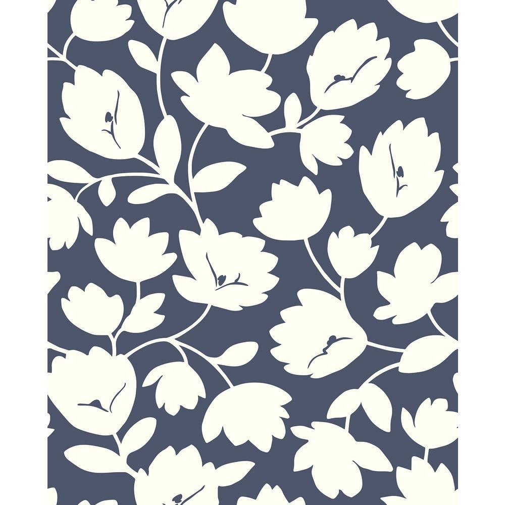 Roarsome! Wallpaper in Navy and White