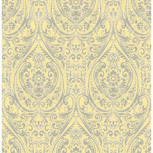 Unbranded Cotati, Yellow Gypsy Damask Paper Strippable Wallpaper Roll (Covers 56.4 sq. ft.)