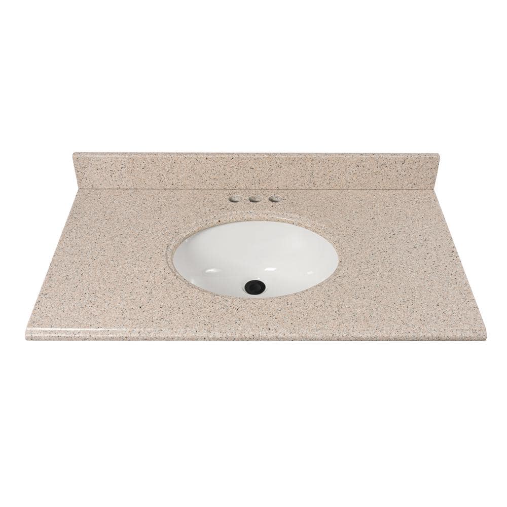 Home Decorators Collection 37 in. W x 22 in D Granite White Round Single Sink Vanity Top in Beige -  GT37BG-O4IN