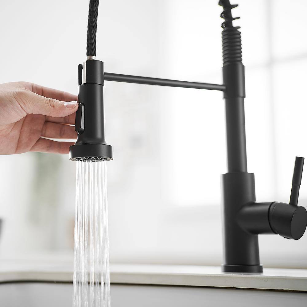 Matte Black Stainless Steel Pull-Down Kitchen Faucet