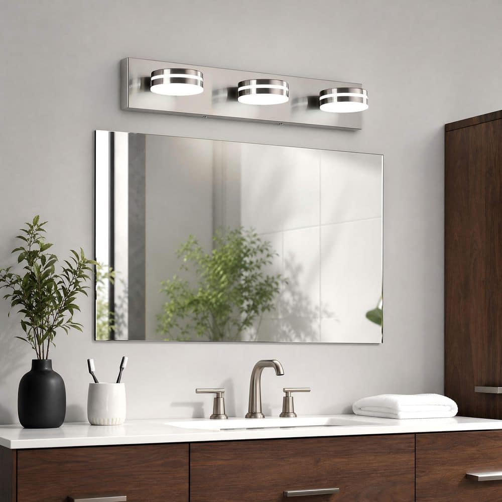 23.6 in. 3-Light Brushed Nickel LED Vanity Light, Dimmable Bathroom Lighting with Rotatable Heads, 5500K Bright White price history on PriceWatchPro