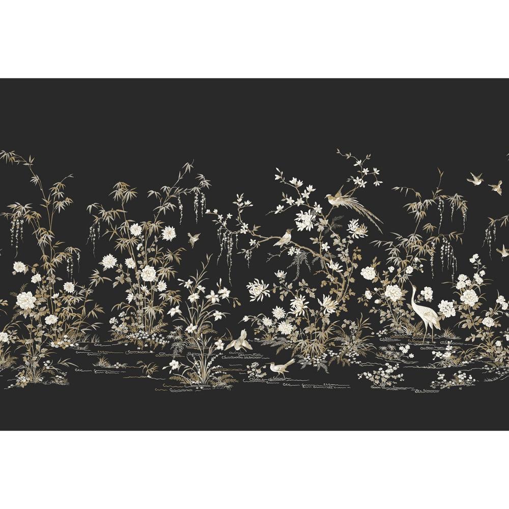 York Wallcoverings Ronald Redding Black Flowering Vine Chino Wall